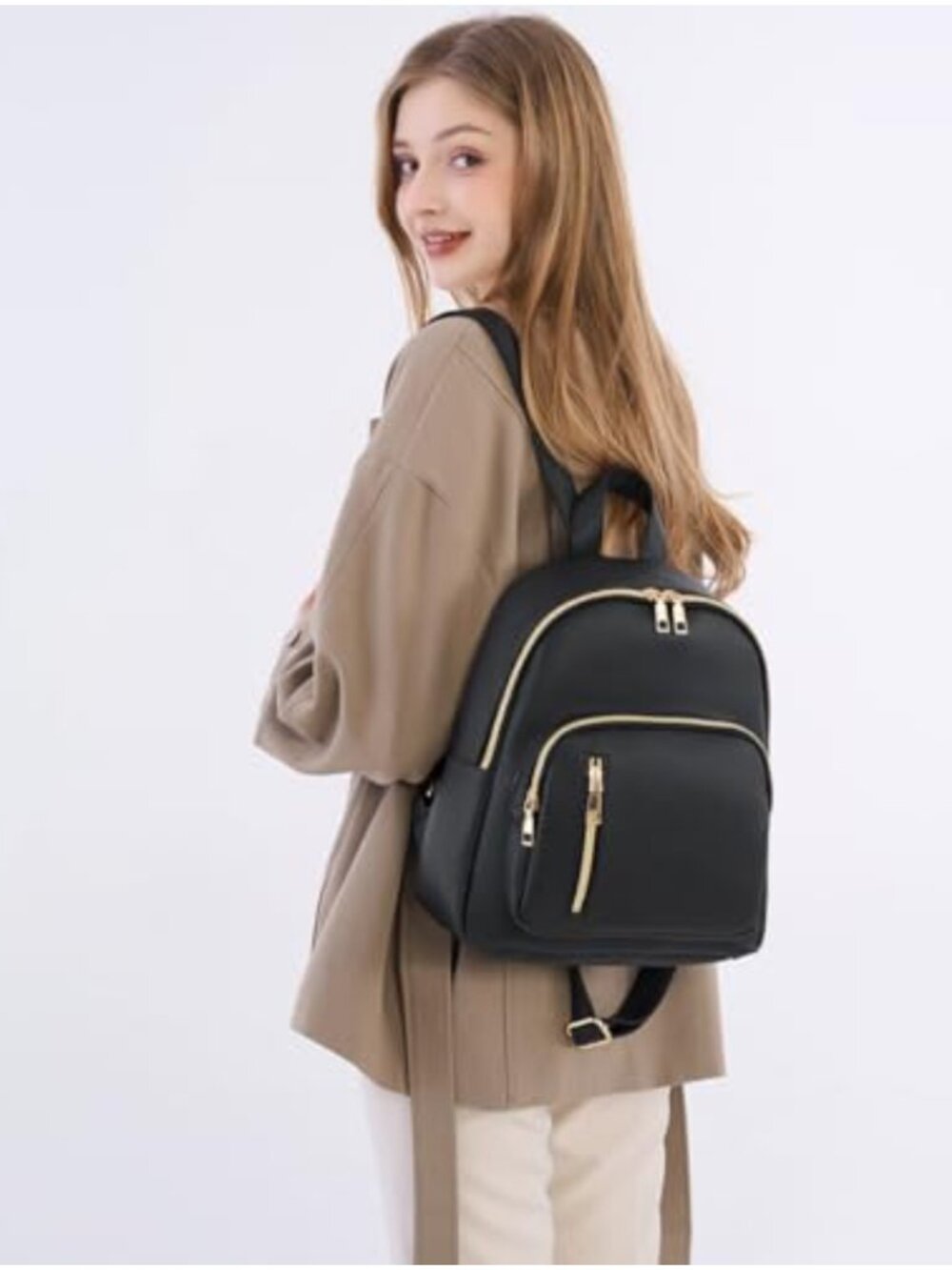 Faux Leather Mini Backpack Purse Anti-Theft Waterproof Small Casual Daypack - Picture 3 of 5